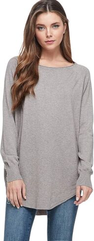 Womens Casual Loose Pullover Boyfriend Sweater with Crewneck Round Hem in Saudi Arabia