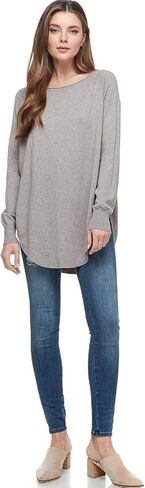 Womens Casual Loose Pullover Boyfriend Sweater with Crewneck Round Hem in Saudi Arabia