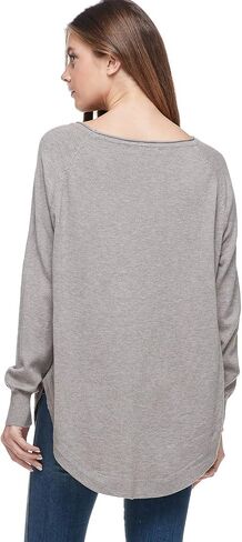 Womens Casual Loose Pullover Boyfriend Sweater with Crewneck Round Hem in Saudi Arabia