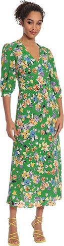 Donna Morgan Women's Floral Printed V-Neck Elbow Sleeve Midi Dress in Saudi Arabia