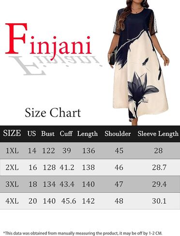 فستان نسائي بمقاس كبير، فستان طويل من الدانتيل المتباين ورقبة دائرية وأكمام قصيرة، مناسب للصيف in Kuwait