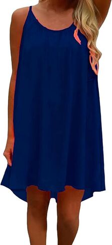 Women's Summer Casual Sundress Chiffon Sleeveless Tank Dress Beach Cover up in Saudi Arabia