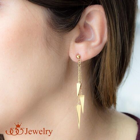 555Jewelry أقراط نسائية من الفولاذ المقاوم للصدأ مثلثة متدلية للتعليق in Kuwait