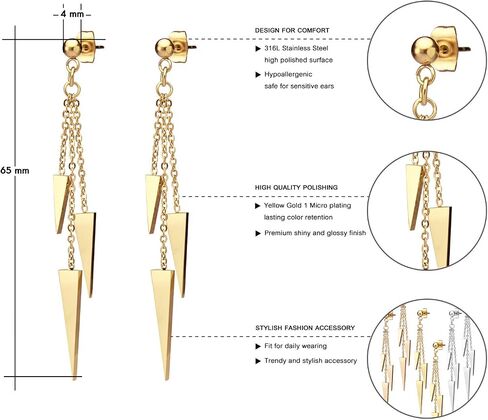 555Jewelry أقراط نسائية من الفولاذ المقاوم للصدأ مثلثة متدلية للتعليق in Kuwait