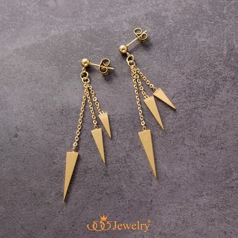 555Jewelry أقراط نسائية من الفولاذ المقاوم للصدأ مثلثة متدلية للتعليق in Kuwait
