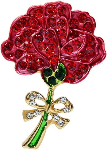 Enamel Red Carnation Flower Brooch Flower Brooches Badge Pin Carnation Rhinestone Brooch Pin Breastpin Jewelry Accessories Gift for Mother's Day Jewelry Pins For Mom Girlfriend Wife, Metal, no in Kuwait