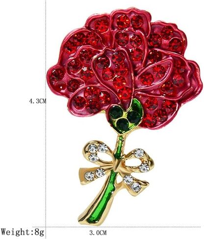 Enamel Red Carnation Flower Brooch Flower Brooches Badge Pin Carnation Rhinestone Brooch Pin Breastpin Jewelry Accessories Gift for Mother's Day Jewelry Pins For Mom Girlfriend Wife, Metal, no in Kuwait