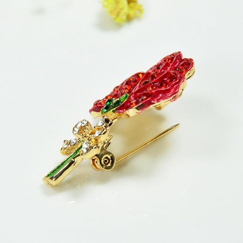 Enamel Red Carnation Flower Brooch Flower Brooches Badge Pin Carnation Rhinestone Brooch Pin Breastpin Jewelry Accessories Gift for Mother's Day Jewelry Pins For Mom Girlfriend Wife, Metal, no in Kuwait