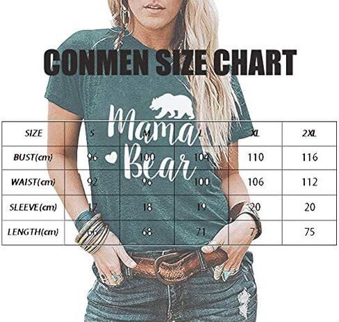 Women Mama Bear Graphic T-Shirts Summer Crew Neck Letter Print Short Sleeve Comfy Blouses Tees in Saudi Arabia