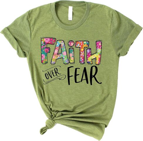 الحب في الإيمان | الإيمان على الخوف كم قصير | قمصان مسيحية مطبوعة برسوم جرافيك | الملابس المبنية على الإيمان | هدايا عيد الفصح in Kuwait