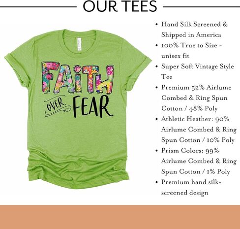 الحب في الإيمان | الإيمان على الخوف كم قصير | قمصان مسيحية مطبوعة برسوم جرافيك | الملابس المبنية على الإيمان | هدايا عيد الفصح in Kuwait