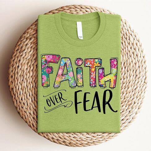 الحب في الإيمان | الإيمان على الخوف كم قصير | قمصان مسيحية مطبوعة برسوم جرافيك | الملابس المبنية على الإيمان | هدايا عيد الفصح in Kuwait