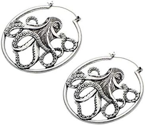 Antique Octopus Plug Hoop Earrings, Sold as a Pair in Saudi Arabia
