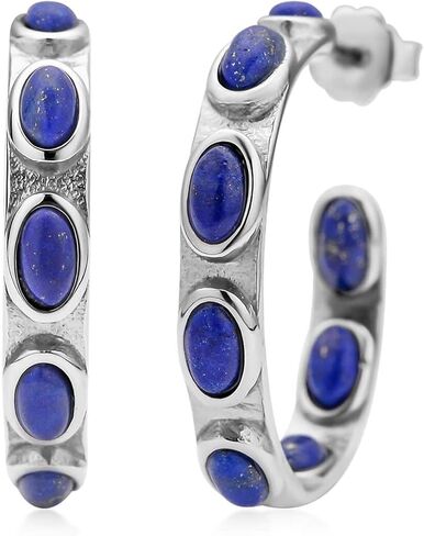 اقراط حلقية للنساء من انسايد اوت جي- هوبس 8 احجار لازورد ازرق من الستانلس ستيل لا تسبب الحساسية، مجوهرات هدية 24 ملم, غير متوفر, اللازورد in Kuwait