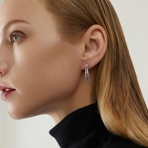 أقراط ريتاتش من الفضة الإسترليني عيار 925 للنساء 14 قيراط مطلية بالذهب الأبيض 5A مكعب زركونيا بيضاوية أقراط فضية مكتنزة لهدايا المجوهرات in Kuwait