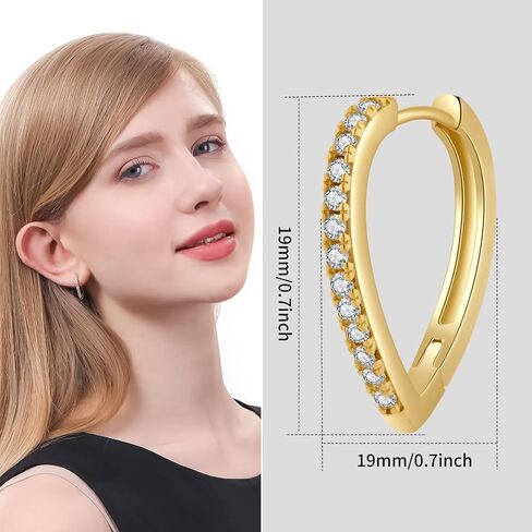 ToHeart 14k Gold Hoop Earrings fot Womens Heart Hoop Earrings gold huggie hoop earrings, Silver, No Gemstone in Kuwait