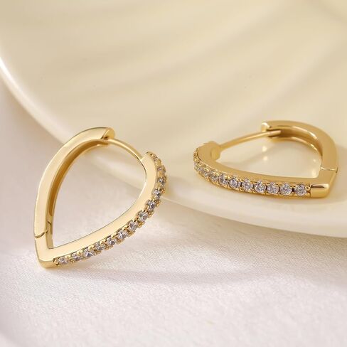 ToHeart 14k Gold Hoop Earrings fot Womens Heart Hoop Earrings gold huggie hoop earrings, Silver, No Gemstone in Kuwait