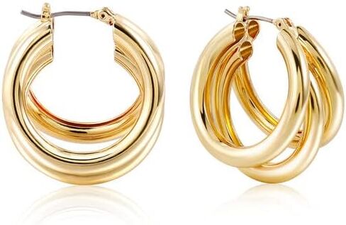 Badu الذهب الفضة مطلي أقراط معدنية للنساء هيبوالرجينيك هوب أقراط حساسة الأذن مجوهرات حلق للنساء in Kuwait