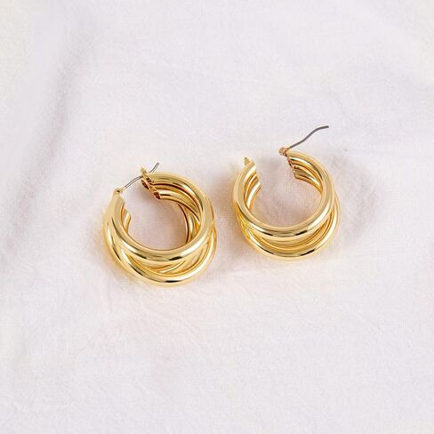 Badu الذهب الفضة مطلي أقراط معدنية للنساء هيبوالرجينيك هوب أقراط حساسة الأذن مجوهرات حلق للنساء in Kuwait