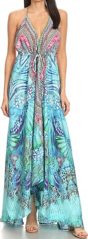 Sakkas Lizi Womens Maxi High-Low Halter Handkerchief Long Dress Beach Party in Saudi Arabia