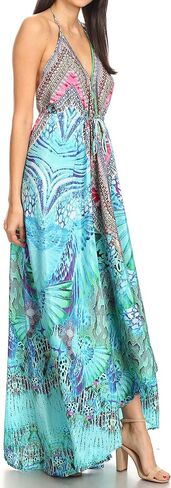 Sakkas Lizi Womens Maxi High-Low Halter Handkerchief Long Dress Beach Party in Saudi Arabia