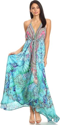 Sakkas Lizi Womens Maxi High-Low Halter Handkerchief Long Dress Beach Party in Saudi Arabia