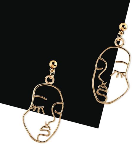 VANVENE هندسي الوجه البشري أقراط الجمجمة رئيس أقراط للنساء الذهب لهجة خمر الملحقات الصفراء in Kuwait