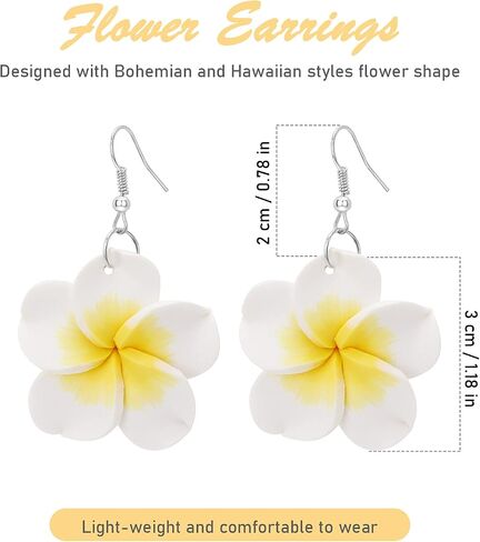 PHOGARY 6 Pairs Dangle Flower Earrings, Plumeria Earring Sets for Women Bohemian Tropical Style Floral Earrings Luau Hawaiian Vacation Beach Wedding Earrings in Saudi Arabia