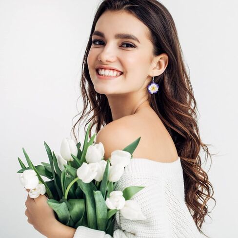 PHOGARY 6 Pairs Dangle Flower Earrings, Plumeria Earring Sets for Women Bohemian Tropical Style Floral Earrings Luau Hawaiian Vacation Beach Wedding Earrings in Saudi Arabia