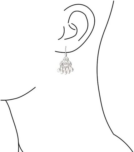 Bali Style White Freshwater Cultured Pearl Boho Filigree Dangle Chandelier Earrings For Women Teen .925 Sterling Silver in Saudi Arabia