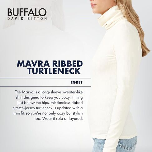 Buffalo David Bitton Women's Mavra Ls Ribbed Turtleneck in Saudi Arabia