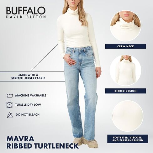 Buffalo David Bitton Women's Mavra Ls Ribbed Turtleneck in Saudi Arabia