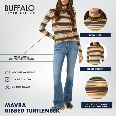 Buffalo David Bitton Women's Mavra Ls Ribbed Turtleneck in Saudi Arabia