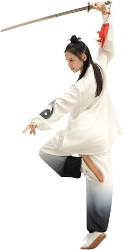 KSUA Unisex Tai Chi Uniform Martial Arts Uniform Traditional Chinese Style Long Sleeves for Excerises Qi Gong Kung Fu Wung Chun for Women in Kuwait