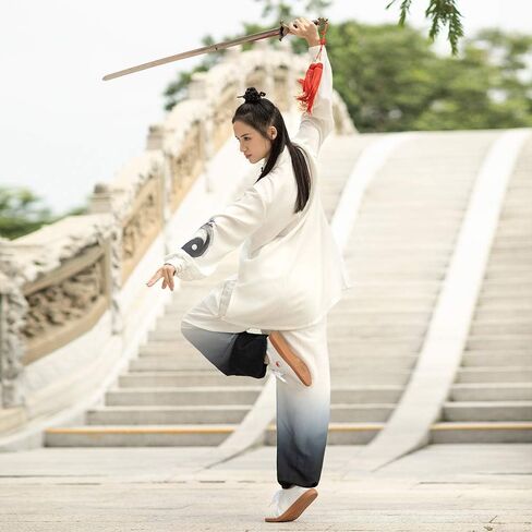 KSUA Unisex Tai Chi Uniform Martial Arts Uniform Traditional Chinese Style Long Sleeves for Excerises Qi Gong Kung Fu Wung Chun for Women in Kuwait