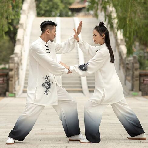 KSUA Unisex Tai Chi Uniform Martial Arts Uniform Traditional Chinese Style Long Sleeves for Excerises Qi Gong Kung Fu Wung Chun for Women in Kuwait