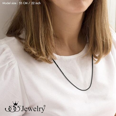 555Jewelry قلادة على شكل صندوق من الفولاذ المقاوم للصدأ مقاس 2.5 مم للرجال والنساء، 16-28 بوصة in Kuwait