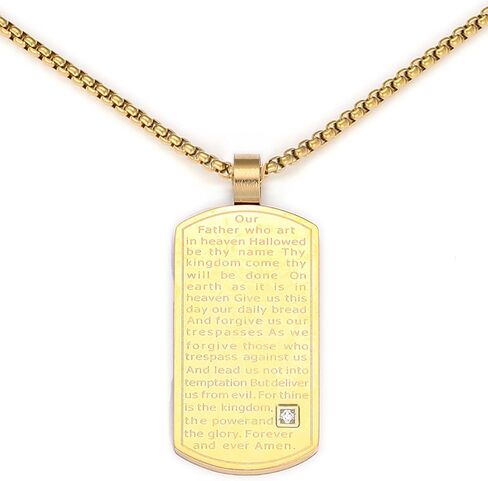 تشجيع مسيحي ملهم ديني مستطيل، قلادة لورد إنجليزي هدية للرجال والأولاد والأب والابن والبنات in Kuwait