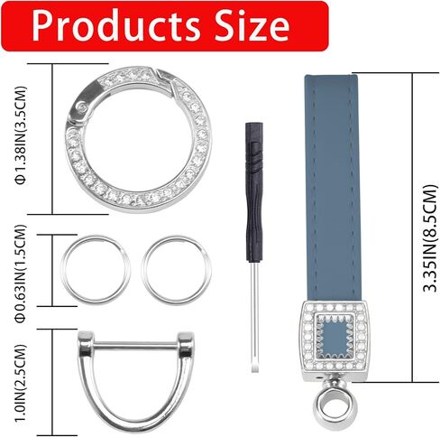 WORCAS Car Keychain With Bling Rhinestones,Microfiber Leather Wristlet Keychain,Universal Key Fob Keychain for all Car in Kuwait