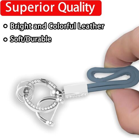 WORCAS Car Keychain With Bling Rhinestones,Microfiber Leather Wristlet Keychain,Universal Key Fob Keychain for all Car in Kuwait