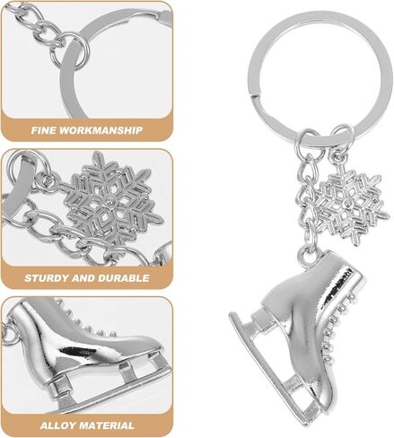 NOLITOY 2Pcs Ice Skates Keychain Metal Snowflake Keyring Decorative Key Charms Sea Animal Pendant Travel Souvenir for Backpack Purse Keys ( Silver ) in Kuwait