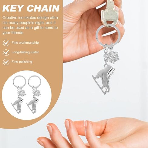 NOLITOY 2Pcs Ice Skates Keychain Metal Snowflake Keyring Decorative Key Charms Sea Animal Pendant Travel Souvenir for Backpack Purse Keys ( Silver ) in Kuwait