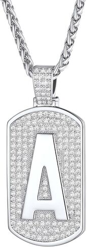 قلادات FindChic Bling Dog Tag للرجال بتصميم أولي/رقم/دولار مكعب زركونيا مثلج من البلاتين/الذهب قلادة هيب هوب مجوهرات، مع صندوق هدايا in Kuwait