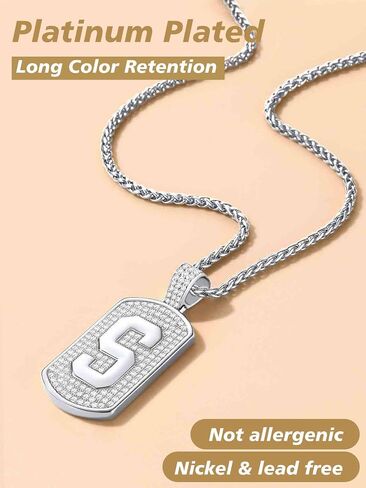 قلادات FindChic Bling Dog Tag للرجال بتصميم أولي/رقم/دولار مكعب زركونيا مثلج من البلاتين/الذهب قلادة هيب هوب مجوهرات، مع صندوق هدايا in Kuwait
