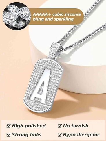 قلادات FindChic Bling Dog Tag للرجال بتصميم أولي/رقم/دولار مكعب زركونيا مثلج من البلاتين/الذهب قلادة هيب هوب مجوهرات، مع صندوق هدايا in Kuwait