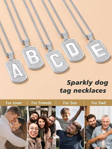 قلادات FindChic Bling Dog Tag للرجال بتصميم أولي/رقم/دولار مكعب زركونيا مثلج من البلاتين/الذهب قلادة هيب هوب مجوهرات، مع صندوق هدايا in Kuwait