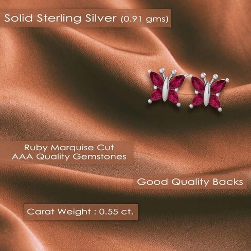Silver Smile 925 Sterling Butterfly Stud Earrings with Push Backs, Attractive Marquise Cut Earrings For Women, Rhodium Plated For Beautiful Shine, Prefect Gift For Birthdays and Anniversary in Kuwait