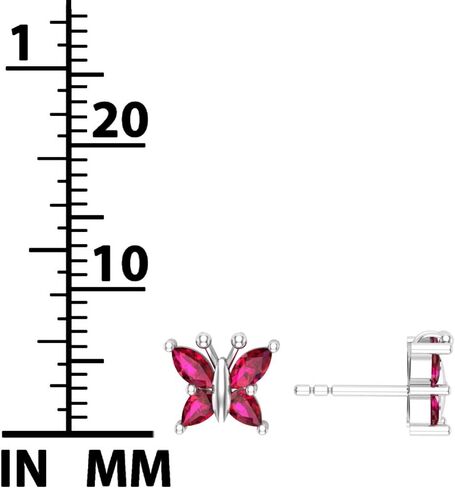 Silver Smile 925 Sterling Butterfly Stud Earrings with Push Backs, Attractive Marquise Cut Earrings For Women, Rhodium Plated For Beautiful Shine, Prefect Gift For Birthdays and Anniversary in Kuwait