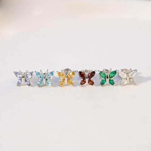 Silver Smile 925 Sterling Butterfly Stud Earrings with Push Backs, Attractive Marquise Cut Earrings For Women, Rhodium Plated For Beautiful Shine, Prefect Gift For Birthdays and Anniversary in Kuwait