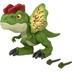 Mattel Jurassic World Dinosaur Toy, Uncaged Fierce Launchin Dilophosaurus Figure with Dart Style Shooting Action, Sound, 2 Projectiles